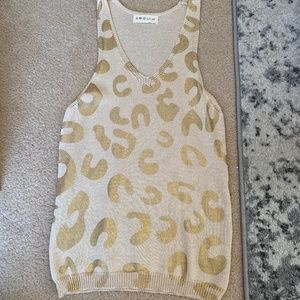 AMOLI gold leopard tank